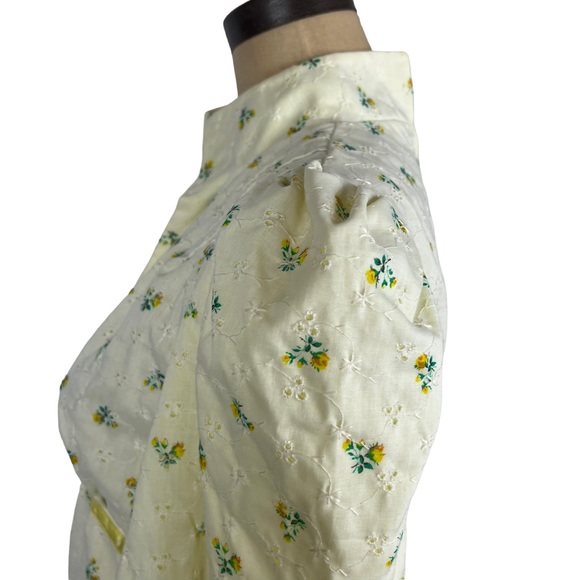 Vintage 1960s handmade pale yellow eyelet floral maxi dress‎ - Picture 7 of 15